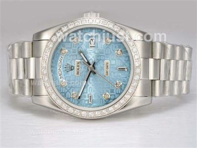 Rolex Day-Date Automatic Diamond Bezel with Blue Computer Dial