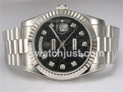 Rolex Day-Date Automatic Diamond Marking with Black Computer Dial