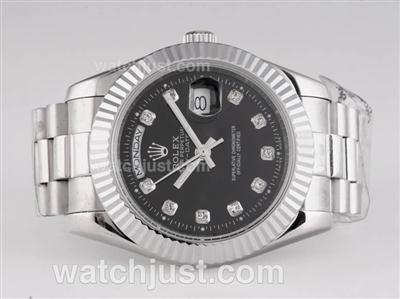 Rolex Day-Date Automatic Diamond Marking with Black Dial