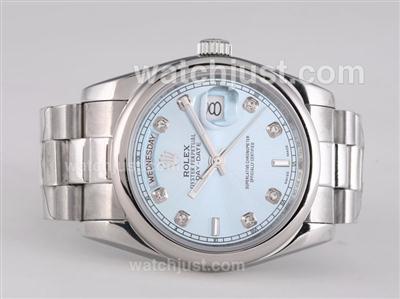 Rolex Day-Date Automatic Diamond Marking with Blue Dial