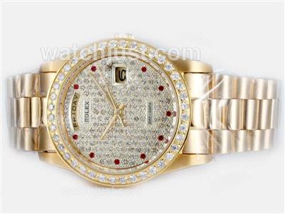 Rolex Day-Date Automatic Full Gold Diamond Bezel and Marking with Diamond Dial