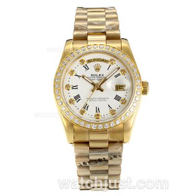 Rolex Day-Date Automatic Full Gold Diamond Bezel with Diamond and Roman Marking