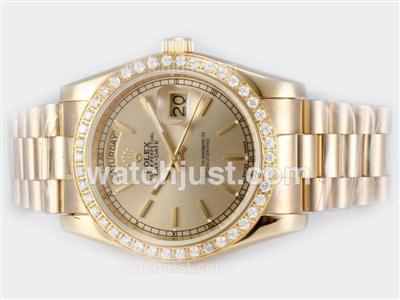 Rolex Day-Date Automatic Full Gold Diamond Bezel with Golden Dial