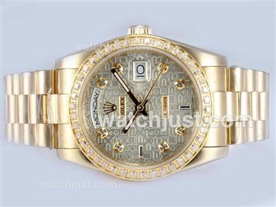 Rolex Day-Date Automatic Full Gold Diamond Markings and Bezel with Computer Dial