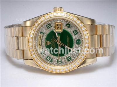 Rolex Day-Date Automatic Full Gold with Diamond Bezel and Marking