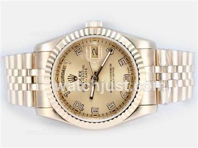 Rolex Day-Date Automatic Full Gold with Golden Dial-Number Marking