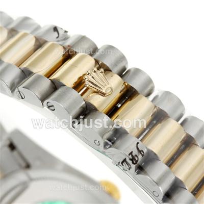 Rolex Day-Date Automatic Two Tone Diamond Markers with White Dial-Sapphire Glass
