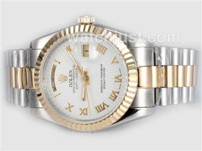 Rolex Day-Date Automatic Two Tone with White Dial-Roman Marking
