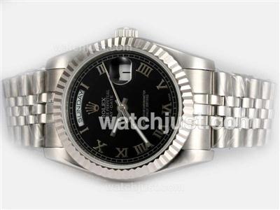 Rolex Day-Date Automatic with Black Dial-Roman Marking
