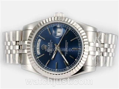 Rolex Day-Date Automatic with Blue Dial-Stick Marking