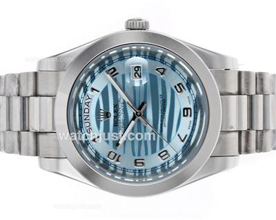 Rolex Day-Date II Automatic Number Markers with Blue Wave Dial