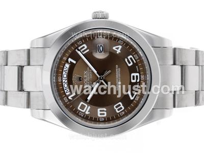 Rolex Day-Date II Automatic Number Markers with Brown Dial