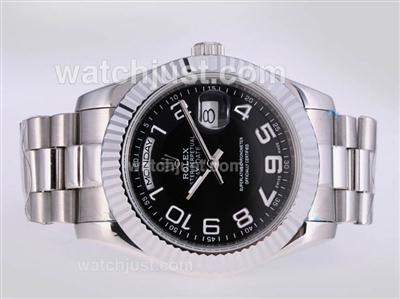 Rolex Day-Date II Automatic Number Marking with Black Dial-41mm New Version