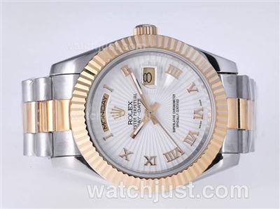 Rolex Day-Date II Automatic Two Tone Roman Marking with White Dial-41mm New Version