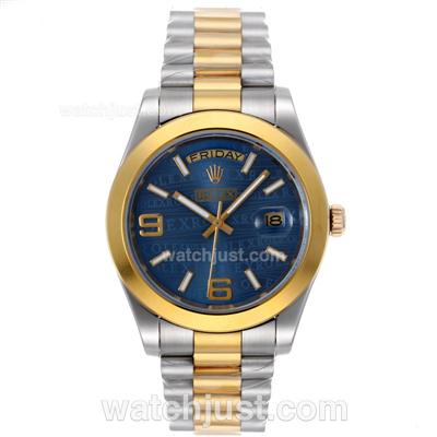 Rolex Day-Date II Automatic Two Tone with Blue Watermark Dial