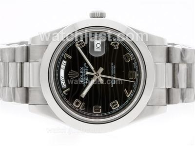 Rolex Day-Date II Automatic with Black Wave Dial-Number Marking 41mm Version