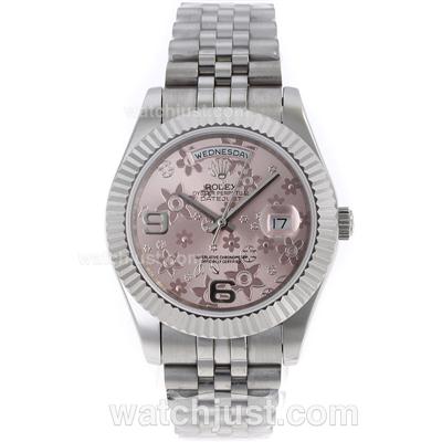 Rolex Day-Date II Automatic with Pink Floral Motif Dial-41mm Version