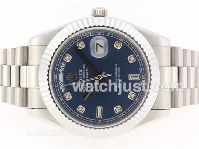 Rolex Day-Date II Swiss ETA 2836 Movement Diamond Markers with Blue Dial-41mm Version