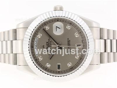 Rolex Day-Date II Swiss ETA 2836 Movement Diamond Markers with Gray Dial-41mm Version