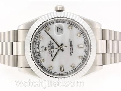 Rolex Day-Date II Swiss ETA 2836 Movement Diamond Markers with MOP Dial-41mm Version