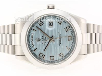 Rolex Day-Date II Swiss ETA 2836 Movement Number Markers with Blue Wave Dial-41mm Version