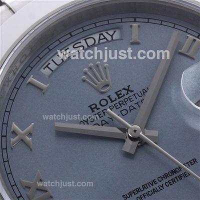 Rolex Day-Date II Swiss ETA 2836 Movement Roman Markers with Blue Dial