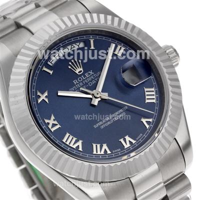 Rolex Day-Date II Swiss ETA 2836 Movement Roman Markers with Blue Dial