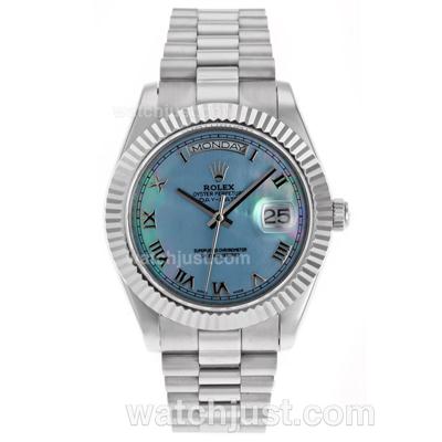 Rolex Day-Date II Swiss ETA 2836 Movement Roman Markers with Blue MOP Dial