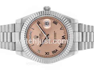 Rolex Day-Date II Swiss ETA 2836 Movement Roman Markers with Champagne Dial S/S