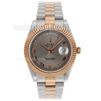 Rolex Day-Date II Swiss ETA 2836 Movement Two Tone Roman Markers with Gray Dial