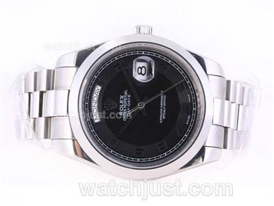 Rolex Day-Date II Swiss ETA 2836 Movement with Black Dial-41mm New Version