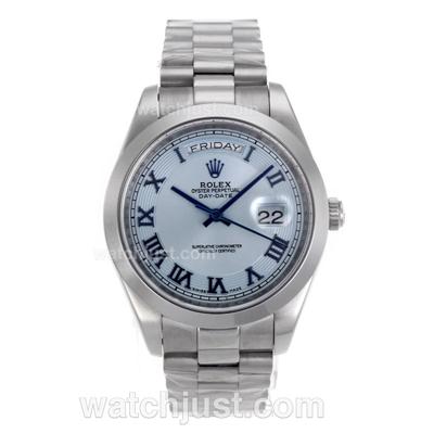 Rolex Day-Date II Swiss ETA 3156 Movement Roman Markers with Blue Dial S/S