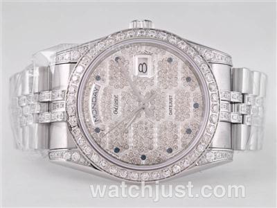 Rolex Day-Date Swiss ETA 2836 Movement Diamond Bezel and Dial-Blue Marking