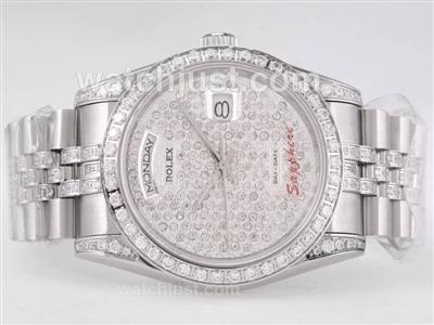 Rolex Day-Date Swiss ETA 2836 Movement Diamond Bezel and Dial