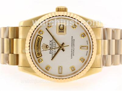 Rolex Day-Date Swiss ETA 2836 Movement Full Gold Diamond Marking with MOP Dial