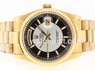Rolex Day-Date Swiss ETA 2836 Movement Full Gold Stick Markers with Black Dial