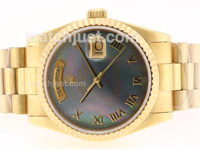 Rolex Day-Date Swiss ETA 2836 Movement Full Gold with Gray MOP Dial-Roman Marking