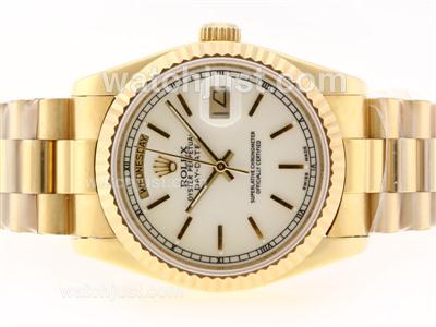 Rolex Day-Date Swiss ETA 2836 Movement Full Gold with MOP Dial-Stick Marking