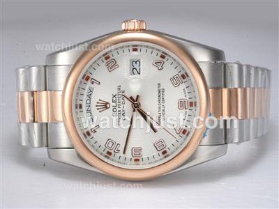 Rolex Day-Date Swiss ETA 2836 Movement With 18K Rose Gold Two Tone