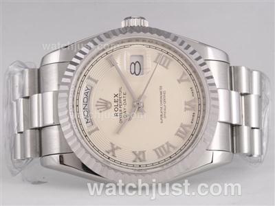 Rolex Day-Date Swiss ETA 2836 Movement with Beige Dial-Roman Marking