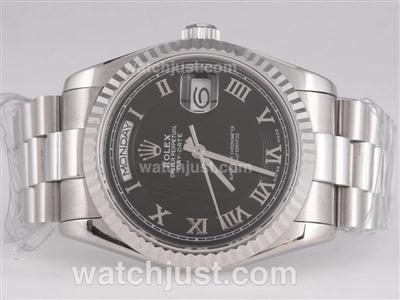 Rolex Day-Date Swiss ETA 2836 Movement with Black Dial-Roman Marking