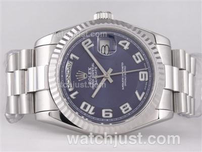 Rolex Day-Date Swiss ETA 2836 Movement with Blue Dial-Number Marking
