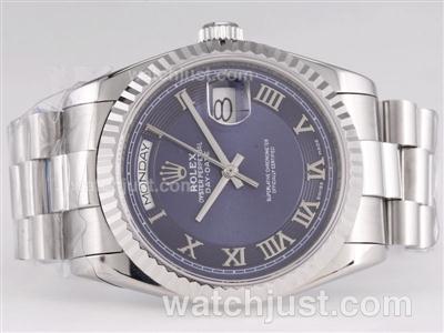 Rolex Day-Date Swiss ETA 2836 Movement with Blue Dial-Roman Marking