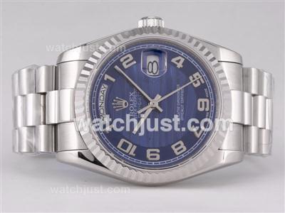 Rolex Day-Date Swiss ETA 2836 Movement with Blue Wave Dial-Number Marking