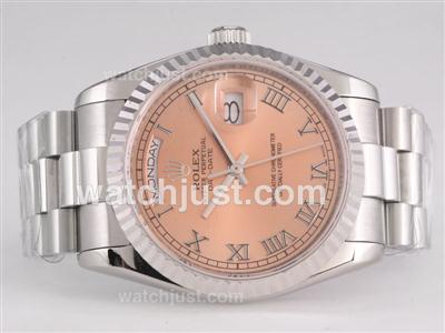 Rolex Day-Date Swiss ETA 2836 Movement with Champagne Dial-Roman Marking