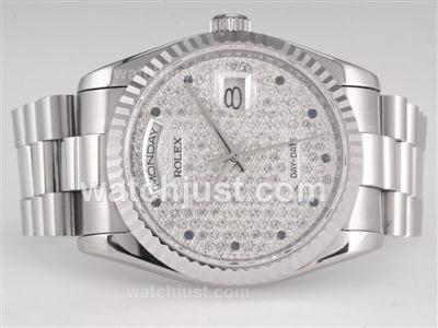 Rolex Day-Date Swiss ETA 2836 Movement with Diamond Dial-Blue Diamond Marking