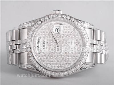 Rolex Day-Date Swiss ETA 2836 Movement with Full Diamond