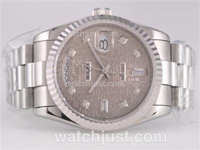 Rolex Day-Date Swiss ETA 2836 Movement with Gray Computer Dial-Diamond Marking