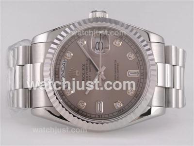 Rolex Day-Date Swiss ETA 2836 Movement with Gray Dial-Diamond Marking