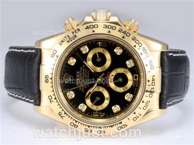 Rolex Daytona Automatic 18K Gold Plated Case with Black Dial